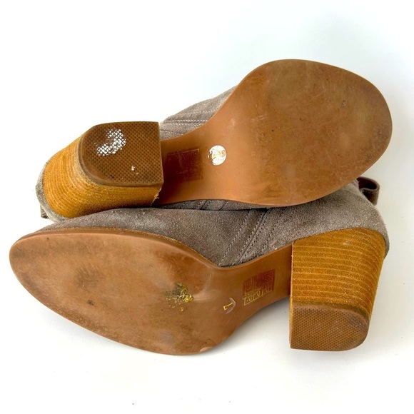 Jeffrey Campbell Rosalee Booties Block Heel Ankle Boots Gray Taupe Suede Size 7 - Picture 13 of 16